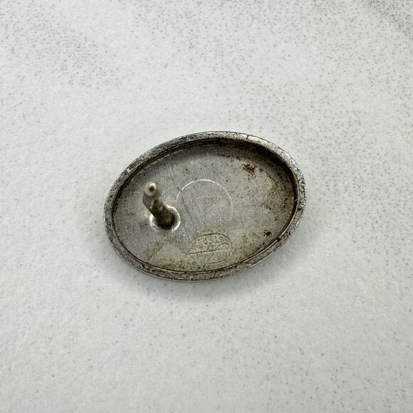 Vintage Sterling Silver Oval Lapel Tie Tack Pin - Picture 5 of 11